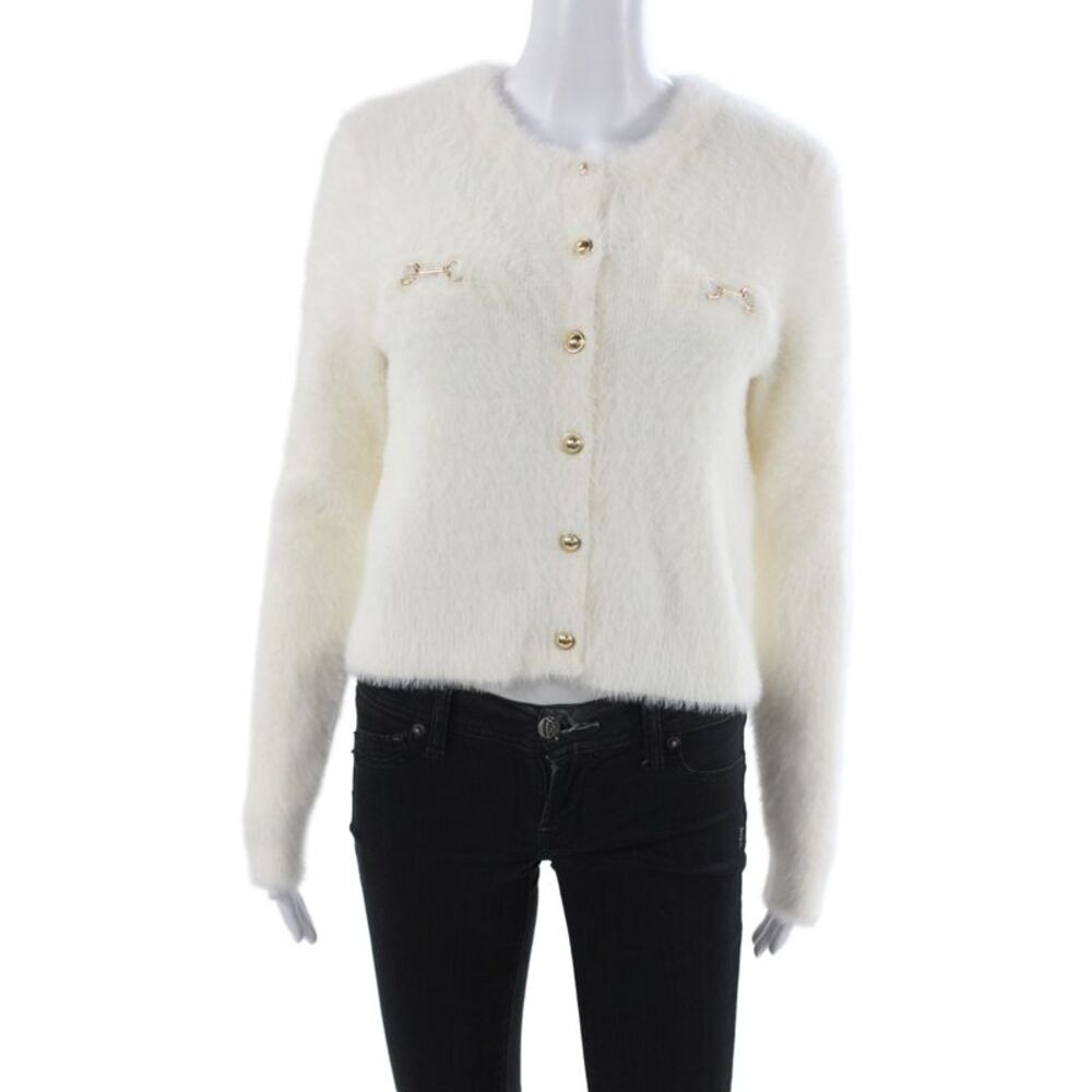 Michael Michael Kors Women Ivory Classic Solid Long Sleeve Cardigan Size XS